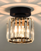 NoireLuxe: Modern ceiling light in black with faceted glass shade & warm white light – for dining room & hallway