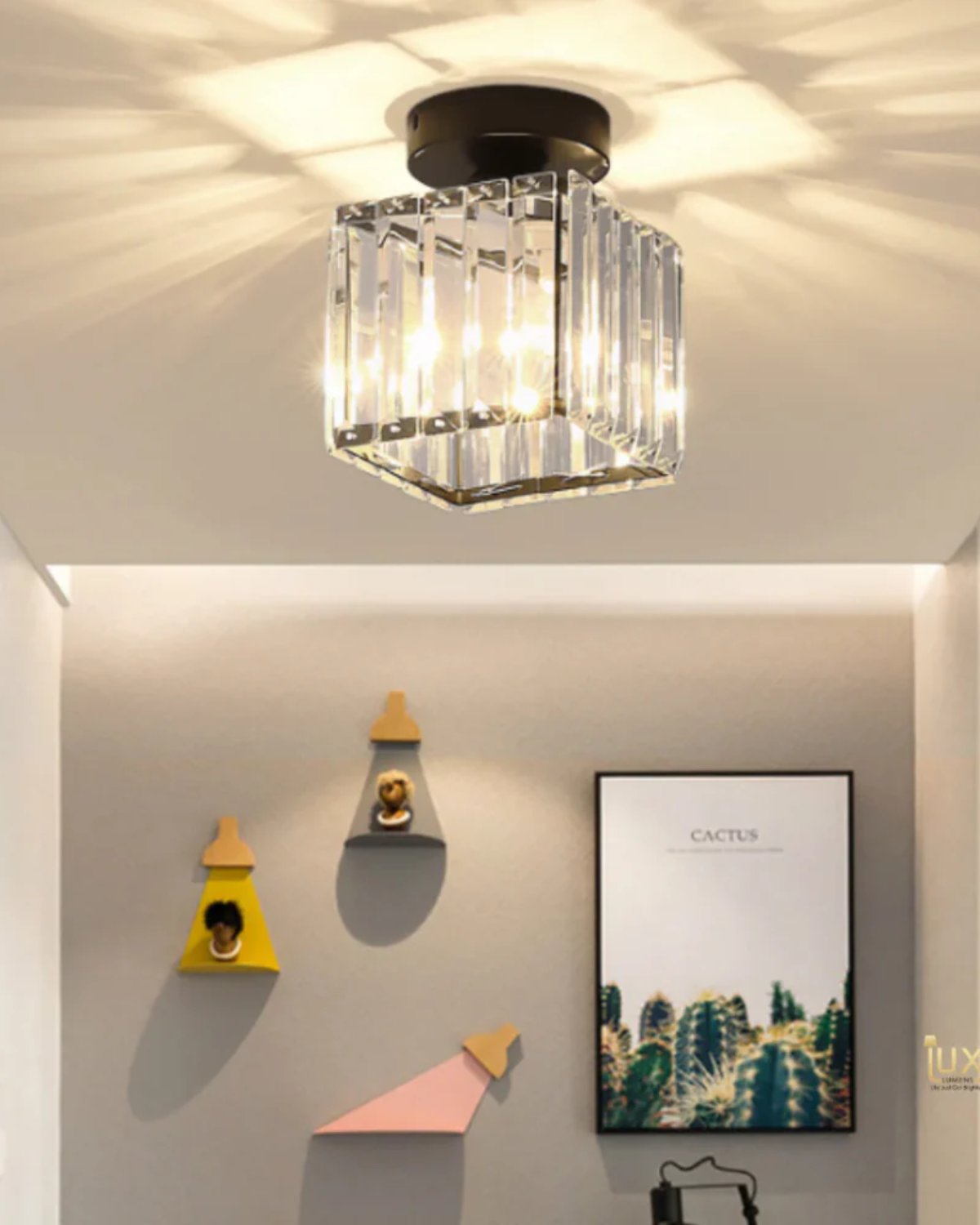 NoireLuxe: Modern ceiling light in black with faceted glass shade & warm white light – for dining room & hallway