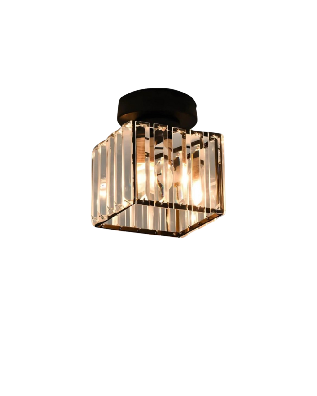 NoireLuxe: Modern ceiling light in black with faceted glass shade & warm white light – for dining room & hallway