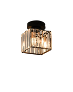 NoireLuxe: Modern ceiling light in black with faceted glass shade & warm white light – for dining room & hallway