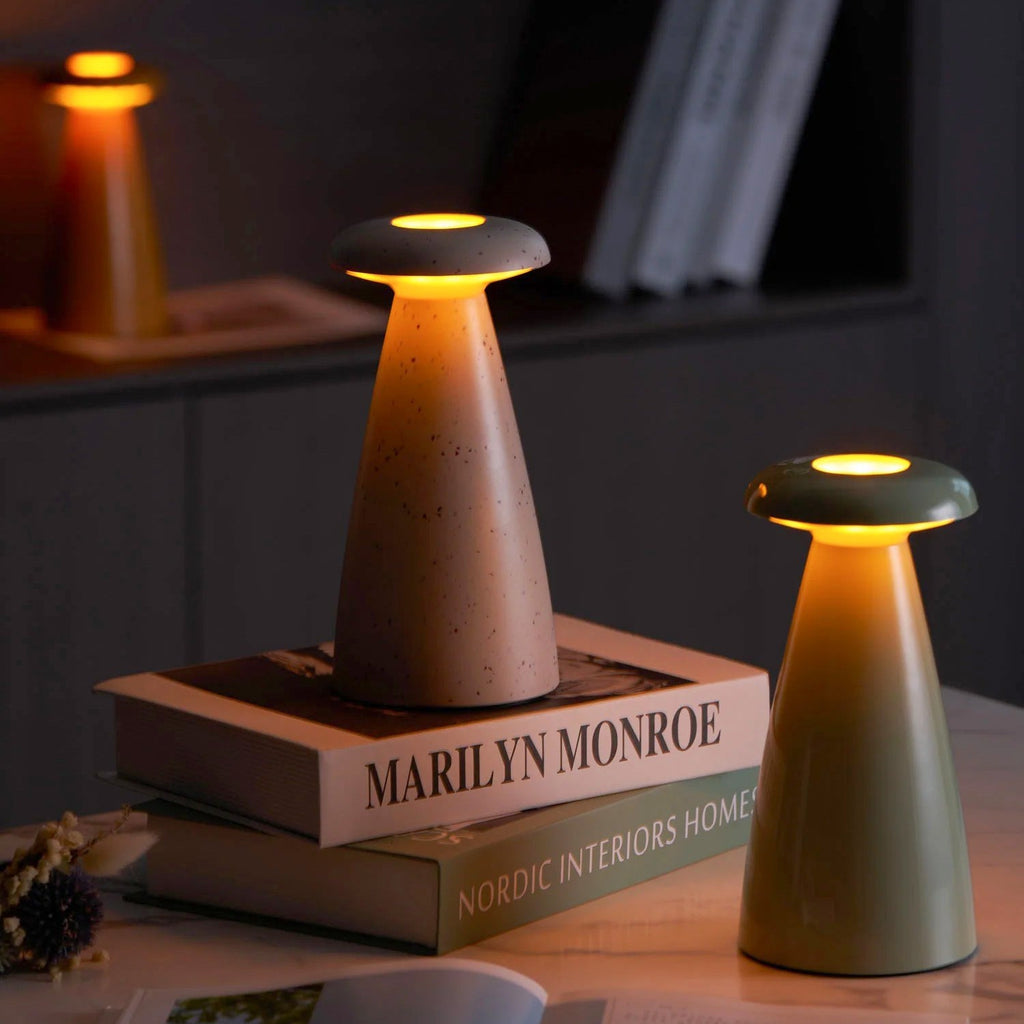 Noko Cordless Ceramic Mushroom Table Lamp
