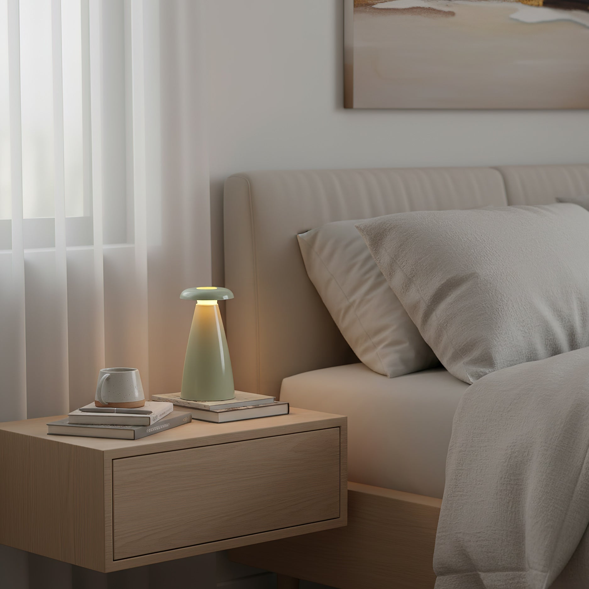 Noko Cordless Ceramic Mushroom Table Lamp