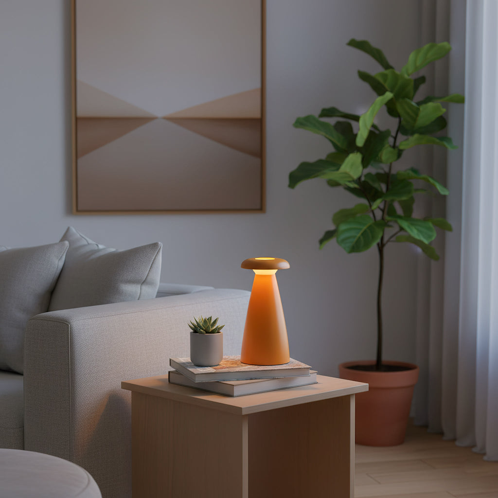 Noko Cordless Ceramic Mushroom Table Lamp