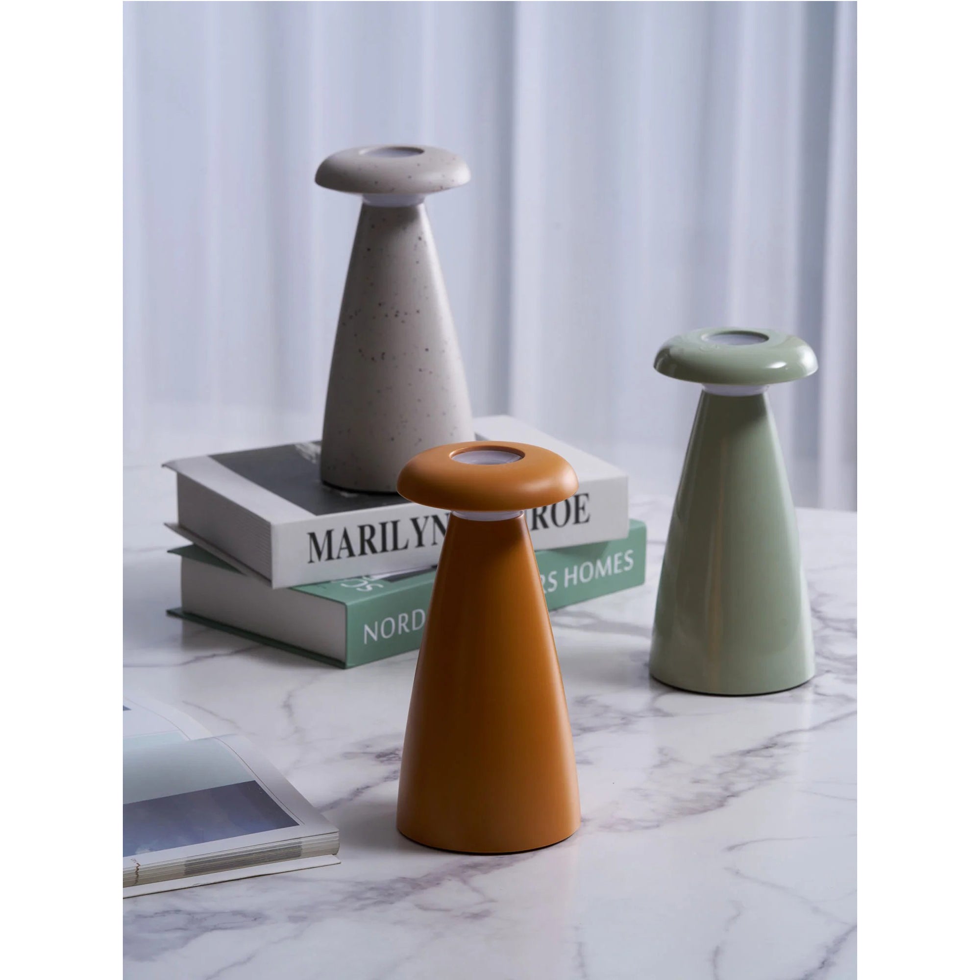 Noko Cordless Ceramic Mushroom Table Lamp