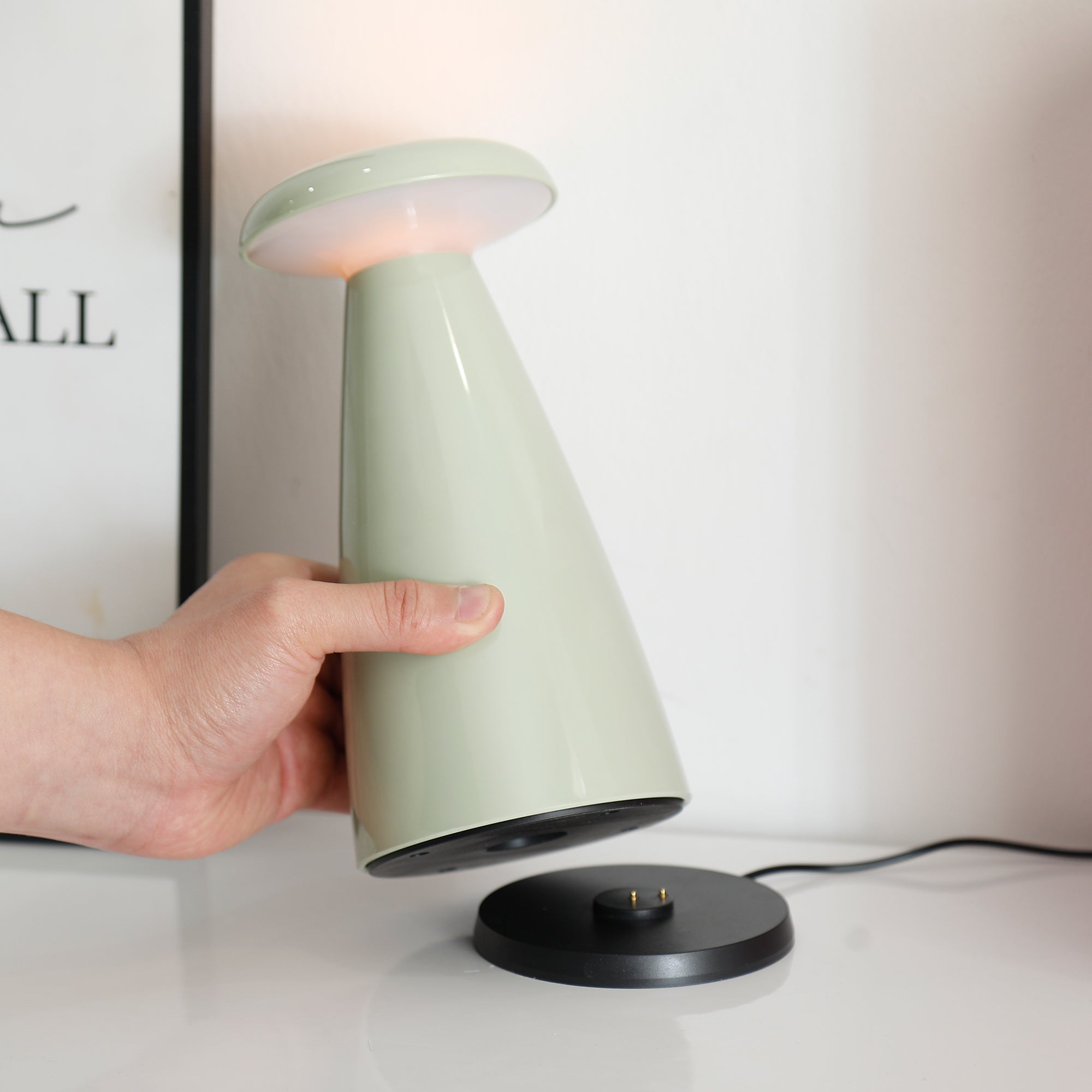 Noko Cordless Ceramic Mushroom Table Lamp