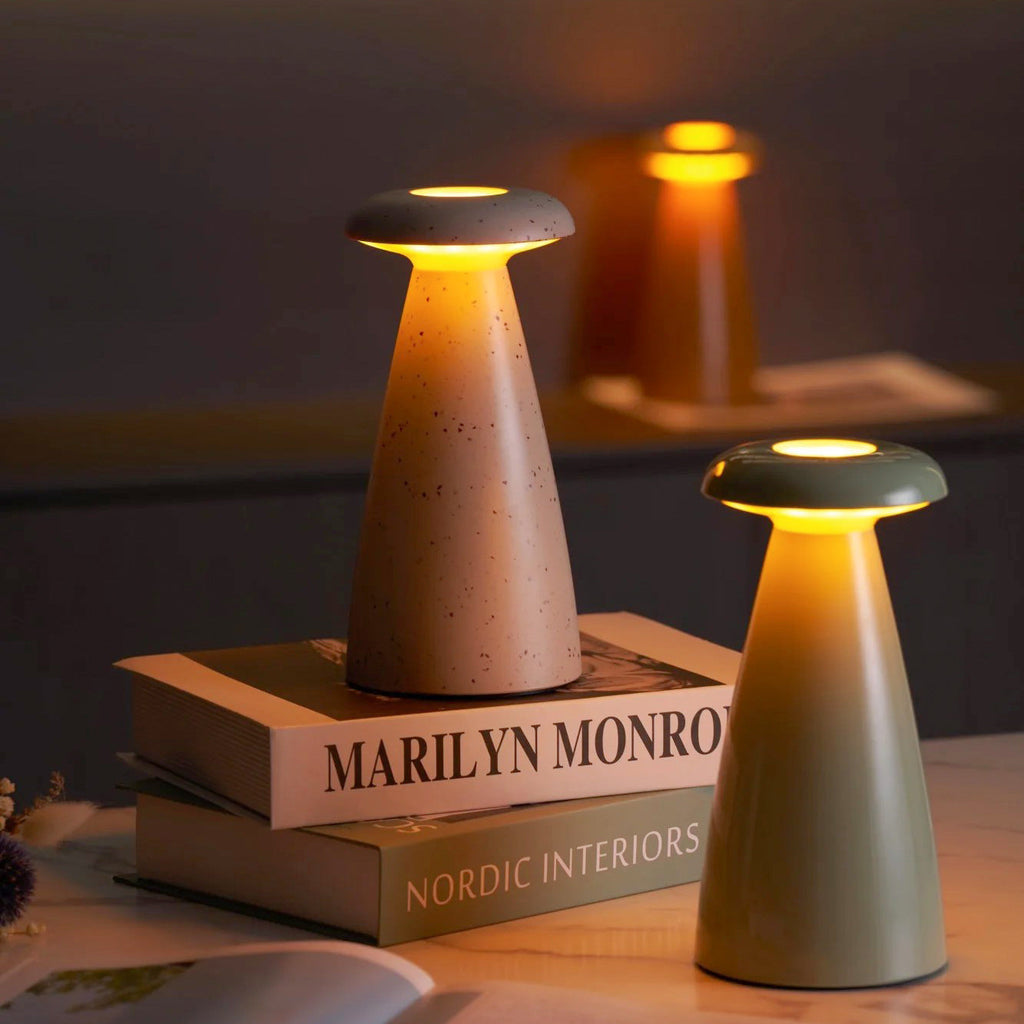 Noko Cordless Ceramic Mushroom Table Lamp