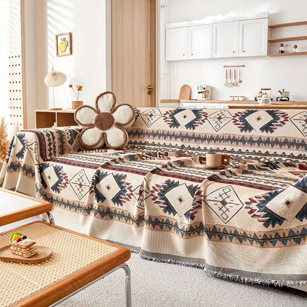 Nomad Fabric: Sofa Cover Made of High-Quality Chenille with Artistic Pattern & Cozy Comfort – for Couch & Lounge