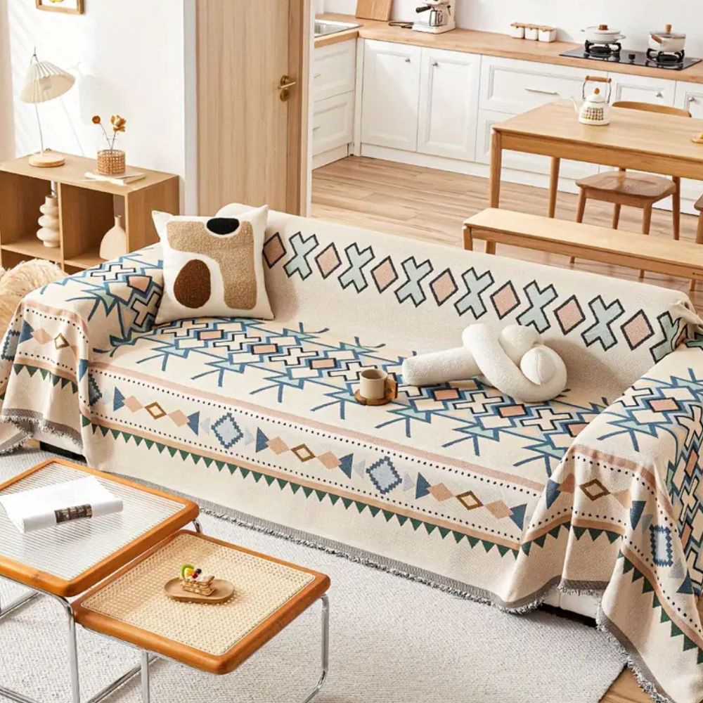 Nomad Fabric: Sofa Cover Made of High-Quality Chenille with Artistic Pattern & Cozy Comfort – for Couch & Lounge