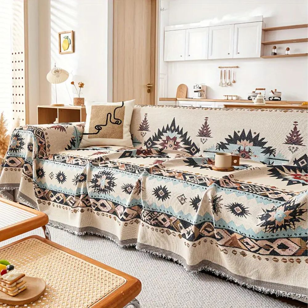 Nomad Fabric: Sofa Cover Made of High-Quality Chenille with Artistic Pattern & Cozy Comfort – for Couch & Lounge