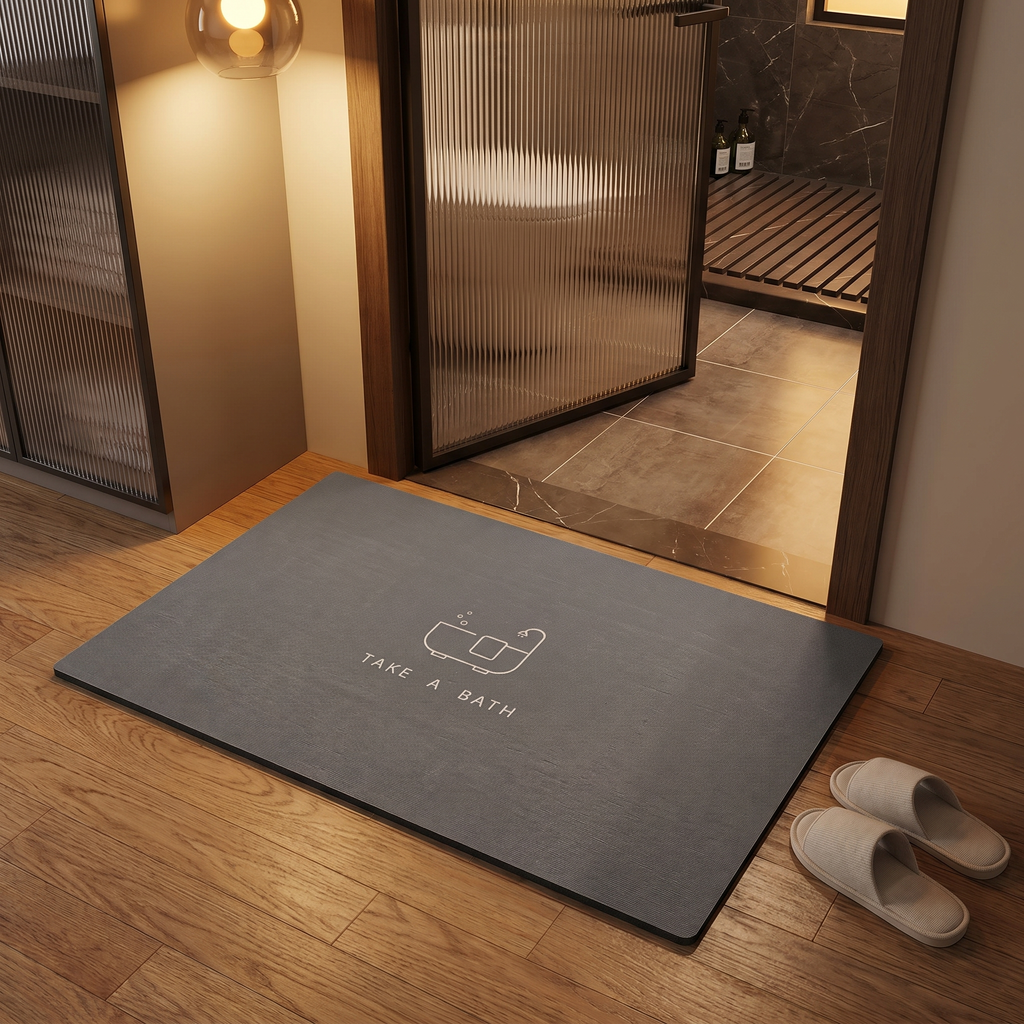 Bath Mat Diatom Mud Non Slip Dark Pattern Washable Surface