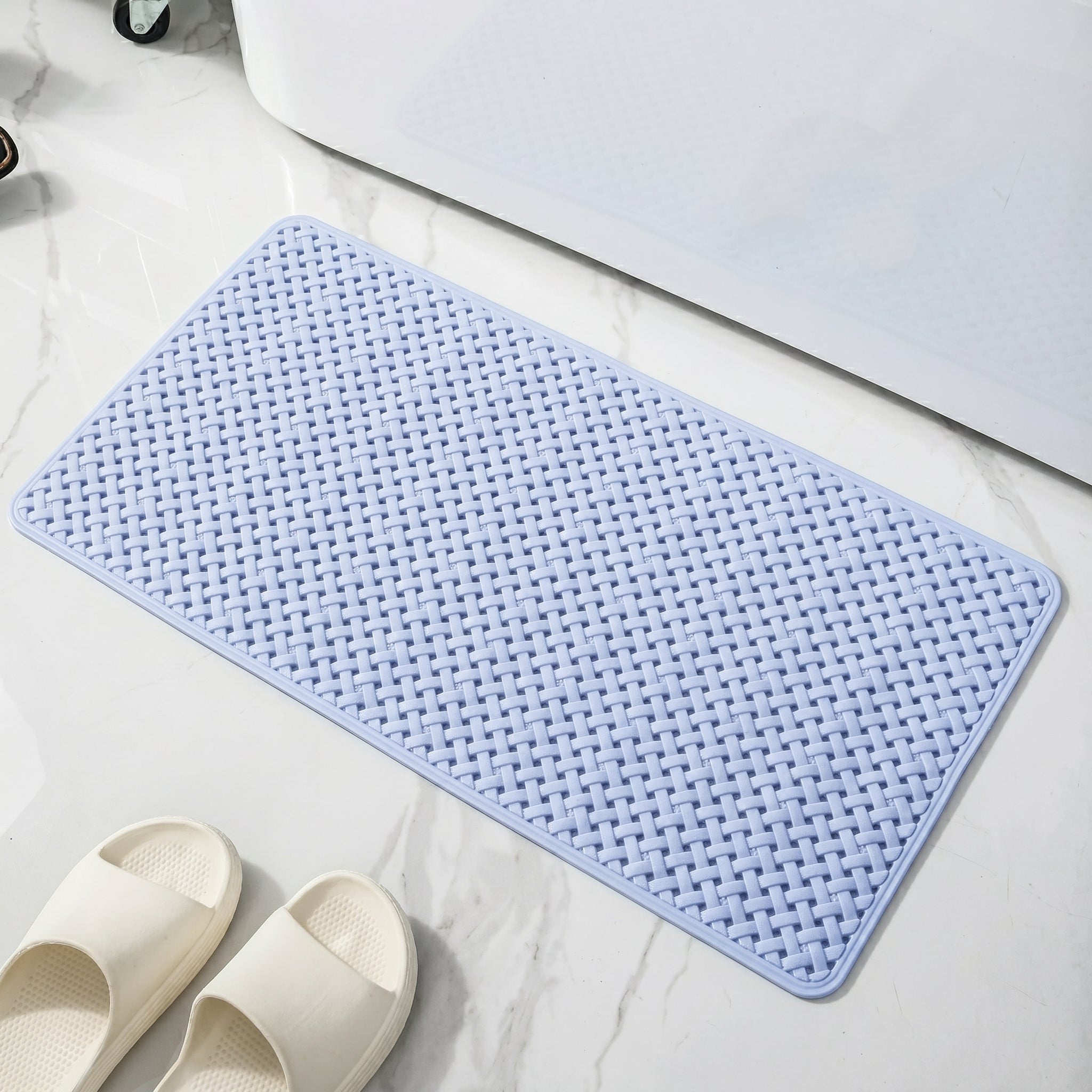Bathroom Floor Mat, Non Slip, Woven Design, Solid Color