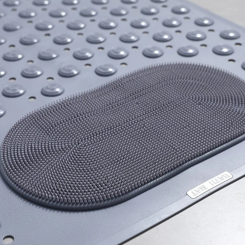 Non-Slip Bath Mat with Built-In Foot Scrubber and Quick-Drain Design – Anti-Mold Bathroom Mat for Safety and Comfort