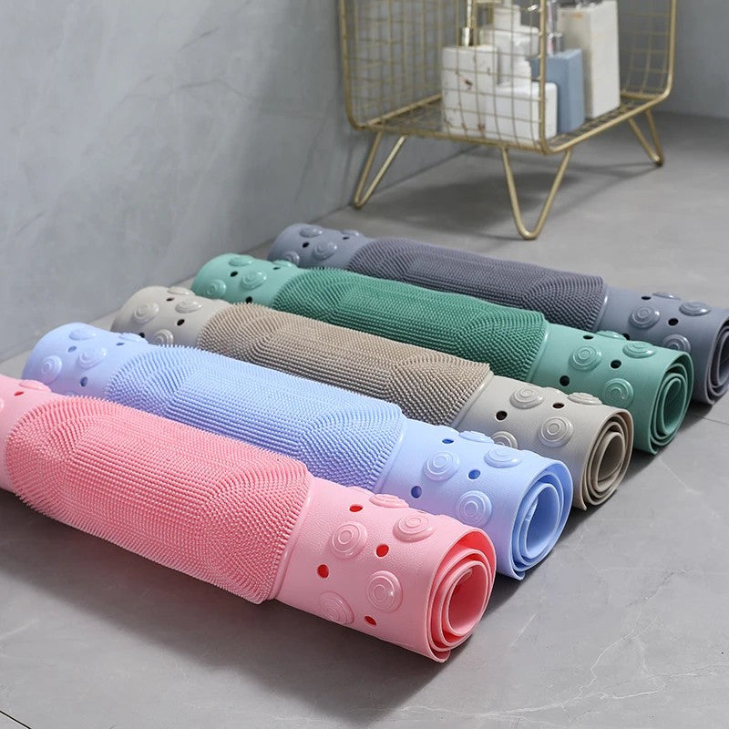 Non-Slip Bath Mat with Built-In Foot Scrubber and Quick-Drain Design – Anti-Mold Bathroom Mat for Safety and Comfort