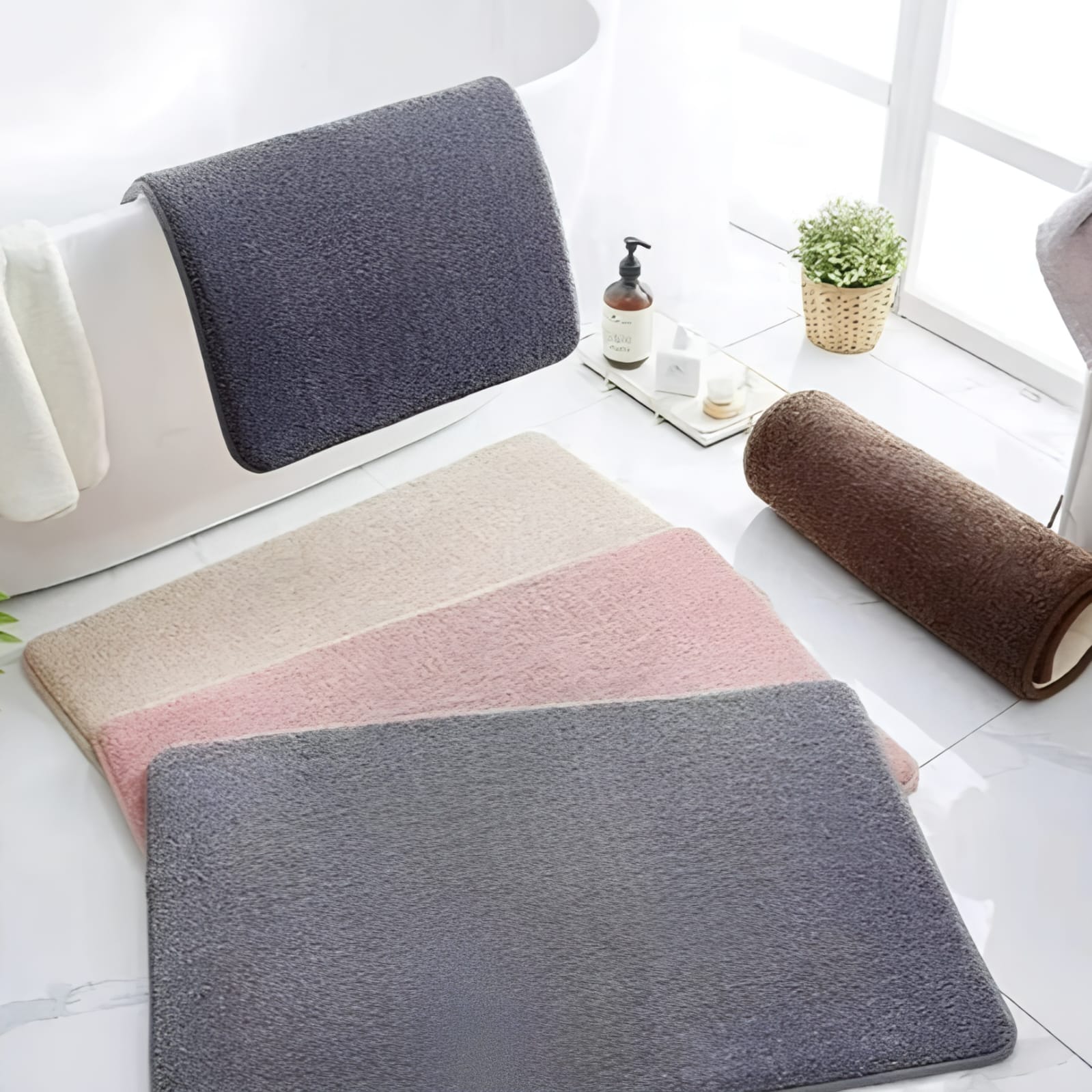 Bath Mat Microfiber Memory Foam PVC Non Slip Multiple Sizes