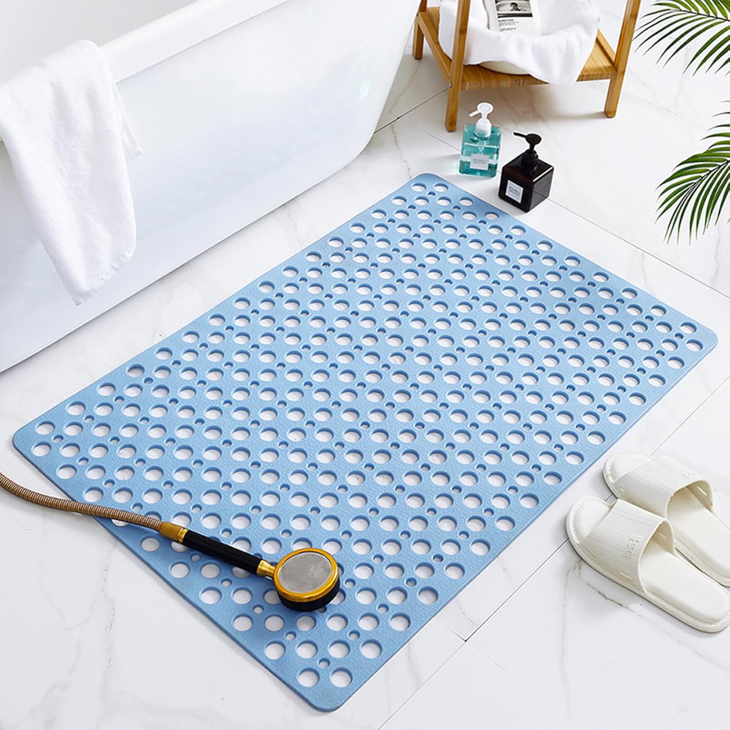 Non-Slip Shower Mat with 100 Suction Cups and 250 Drain Holes – Quick-Dry Bath Mat for Bathroom Safety