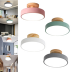 NordAcorn: Wooden Ceiling Light in Scandinavian Style – Modern LED Surface-Mounted Lamp for Hallway & Bedroom