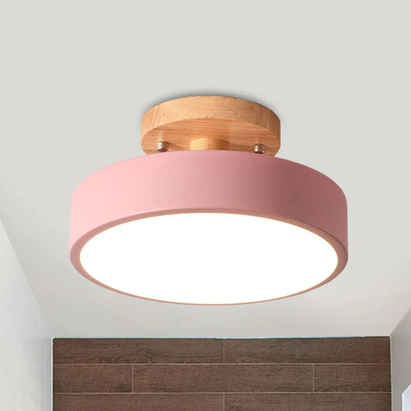 NordAcorn: Wooden Ceiling Light in Scandinavian Style – Modern LED Surface-Mounted Lamp for Hallway & Bedroom