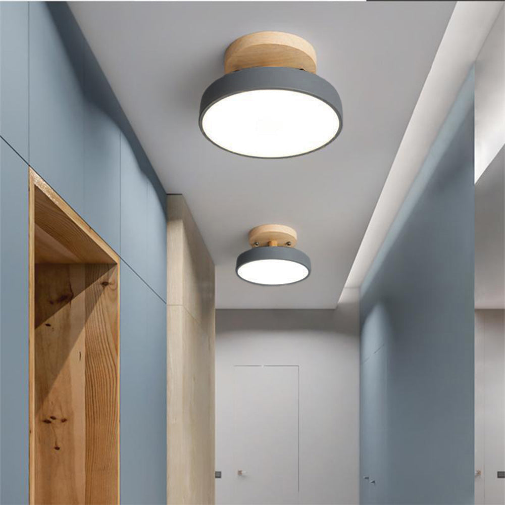 NordAcorn: Wooden Ceiling Light in Scandinavian Style – Modern LED Surface-Mounted Lamp for Hallway & Bedroom