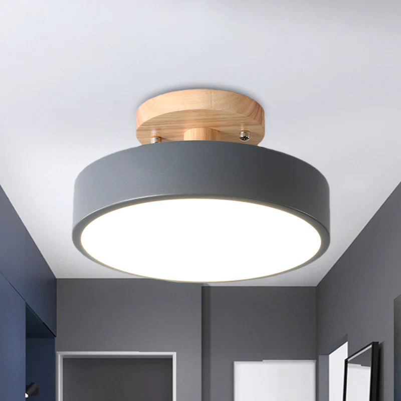 NordAcorn: Wooden Ceiling Light in Scandinavian Style – Modern LED Surface-Mounted Lamp for Hallway & Bedroom
