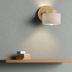 NordCyl: Minimalistic LED Wall Light in Warm White Made of Travertine Stone & Wood – Decorative for Hallways & Living Spaces