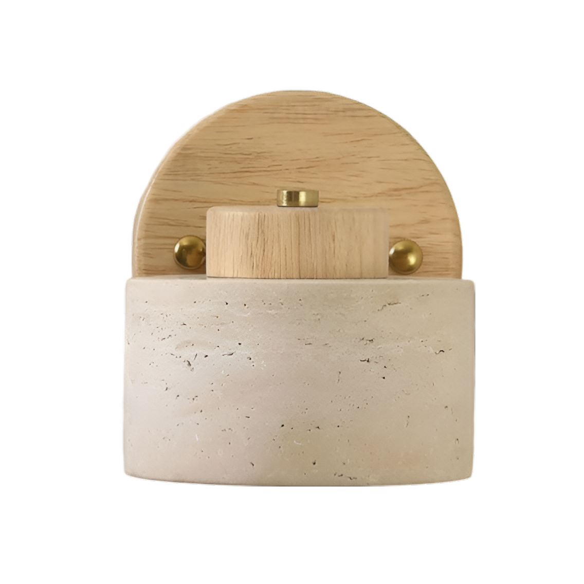 NordCyl: Minimalistic LED Wall Light in Warm White Made of Travertine Stone & Wood – Decorative for Hallways & Living Spaces