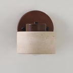 NordCyl: Minimalistic LED Wall Light in Warm White Made of Travertine Stone & Wood – Decorative for Hallways & Living Spaces