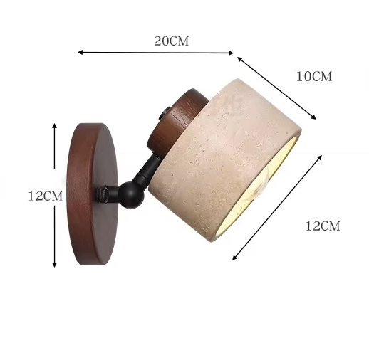 NordCyl: Minimalistic LED Wall Light in Warm White Made of Travertine Stone & Wood – Decorative for Hallways & Living Spaces