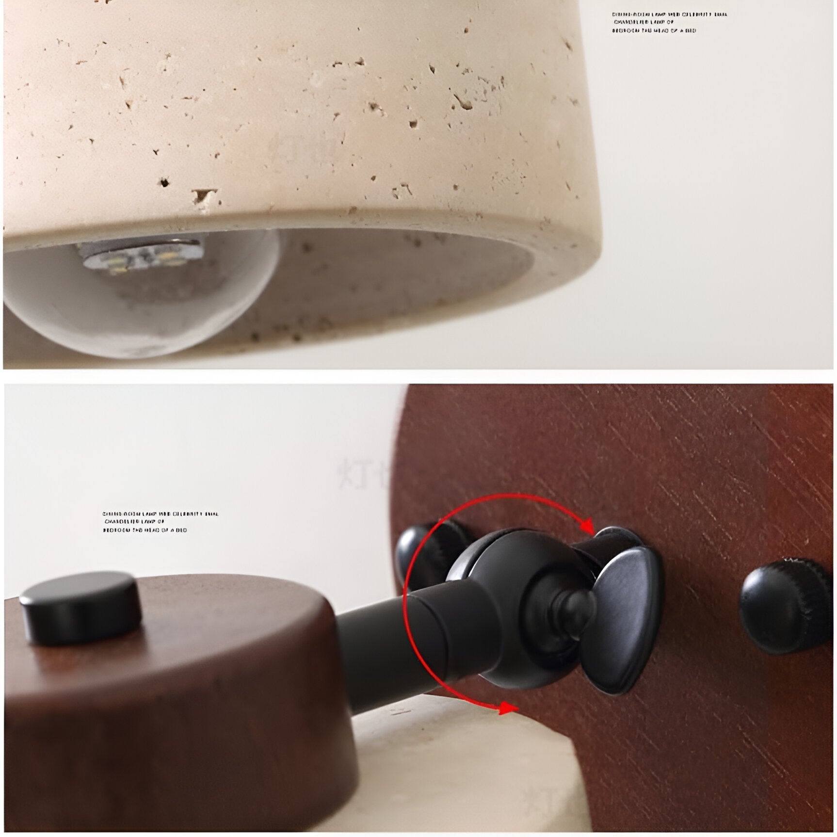 NordCyl: Minimalistic LED Wall Light in Warm White Made of Travertine Stone & Wood – Decorative for Hallways & Living Spaces