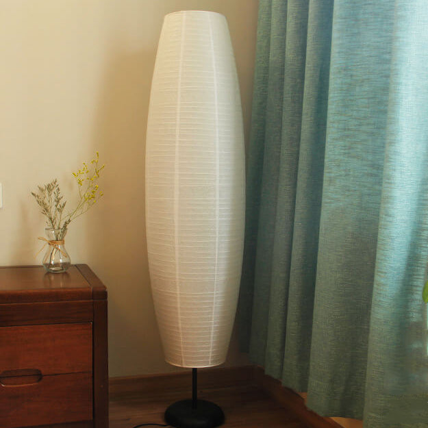 NordColumn: Modern Floor Lamp with Cotton Paper Shade & Metal Frame, 2-Bulb LED – Ideal for Living & Reading Rooms