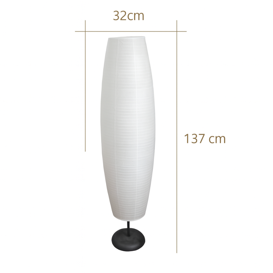 NordColumn: Modern Floor Lamp with Cotton Paper Shade & Metal Frame, 2-Bulb LED – Ideal for Living & Reading Rooms