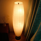 NordColumn: Modern Floor Lamp with Cotton Paper Shade & Metal Frame, 2-Bulb LED – Ideal for Living & Reading Rooms