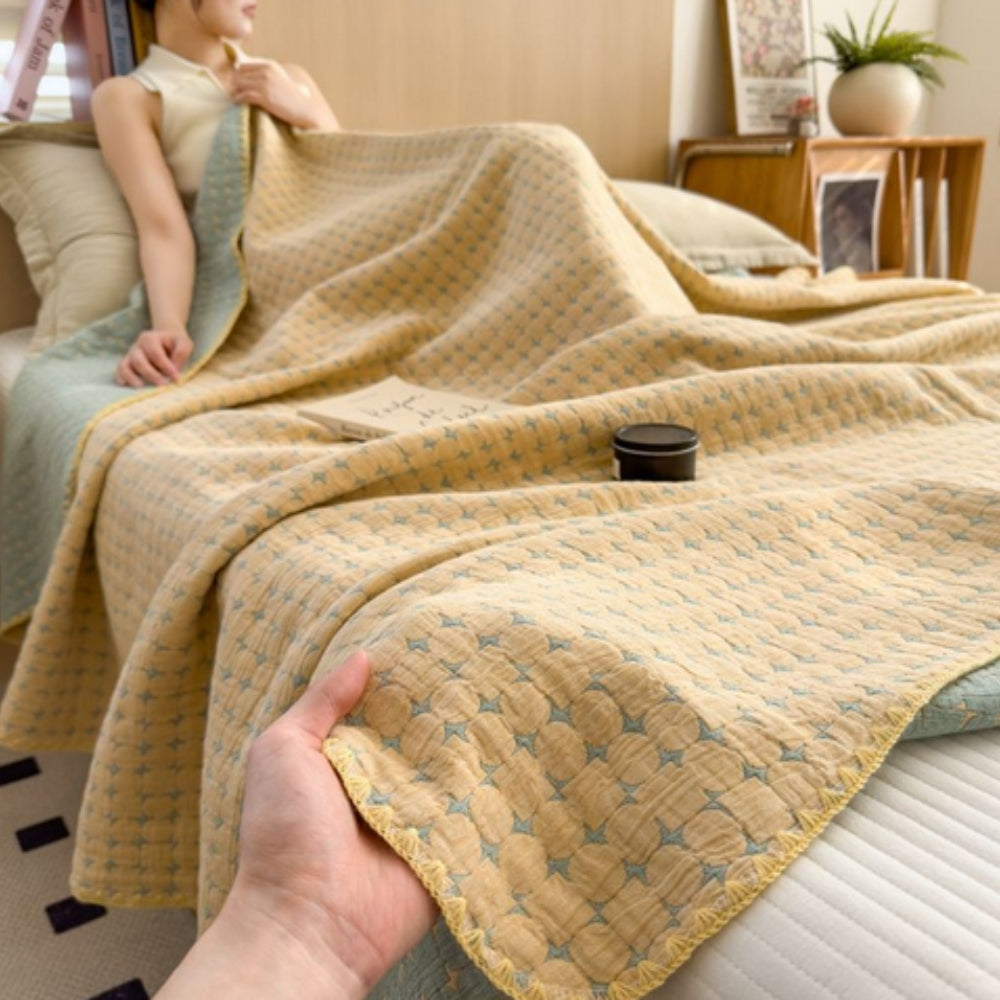 NordWebstuhl: Reversible Cotton Blanket with Jacquard Seersucker & Light Texture – for Sofa & Bedroom