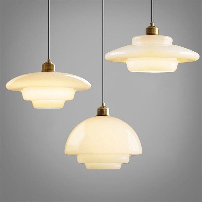 NordWeiß: Scandinavian Glass Pendant Light – Round Milk Glass Hanging Lamp for Dining Room & Living Room