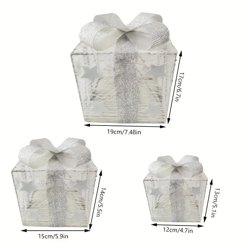 NordiGlow: 3-Piece LED Gift Boxes – Illuminating Christmas Decor for Indoor & Outdoor