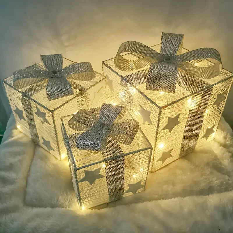 NordiGlow: 3-Piece LED Gift Boxes – Illuminating Christmas Decor for Indoor & Outdoor
