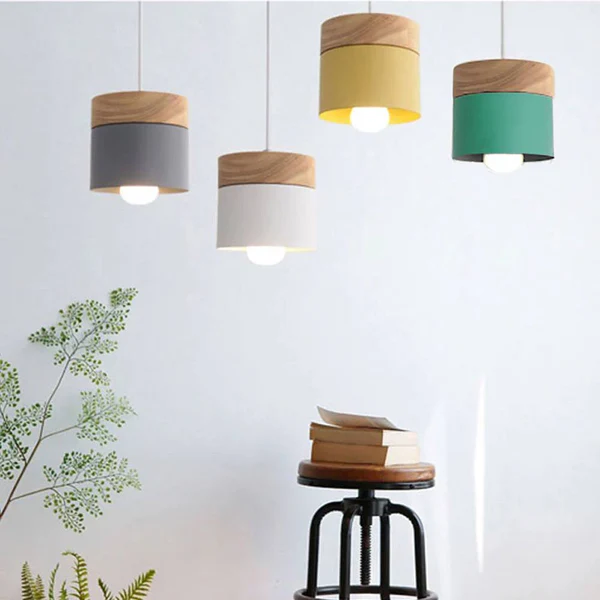 NordiLicht: Wood & Metal Pendant Light – Colorful Design Light for Children's Rooms & Reading Corners