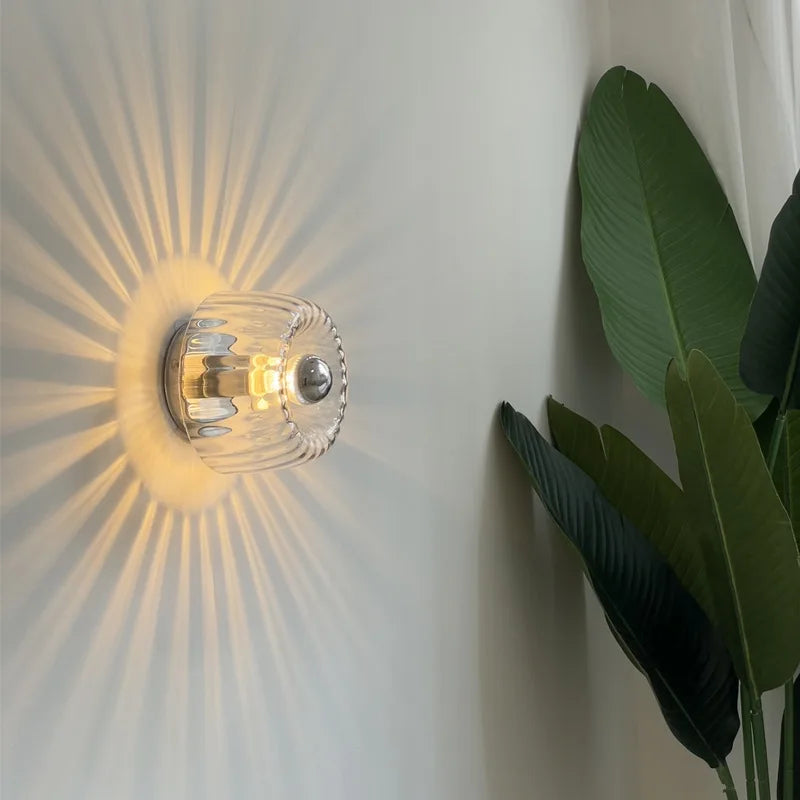 Nordic Bauhaus Glass Round LED Wall Light 1-Light