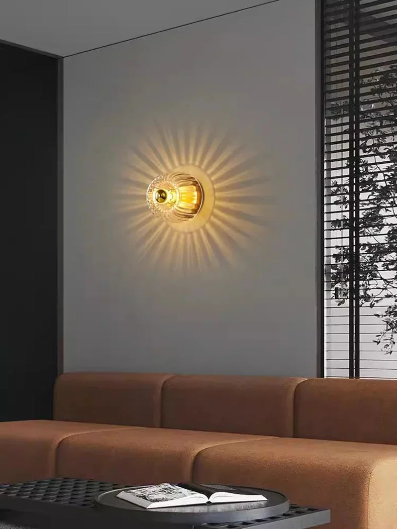 Nordic Bauhaus Glass Round LED Wall Light 1-Light