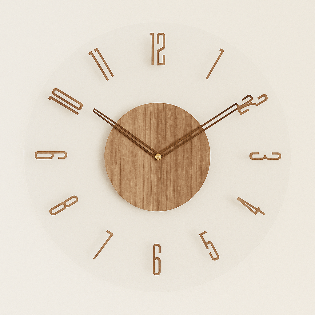 NordicClock: Minimalistic Wall Clock Made of Natural Wood with Silent Quartz Mechanism – for Office & Living Area