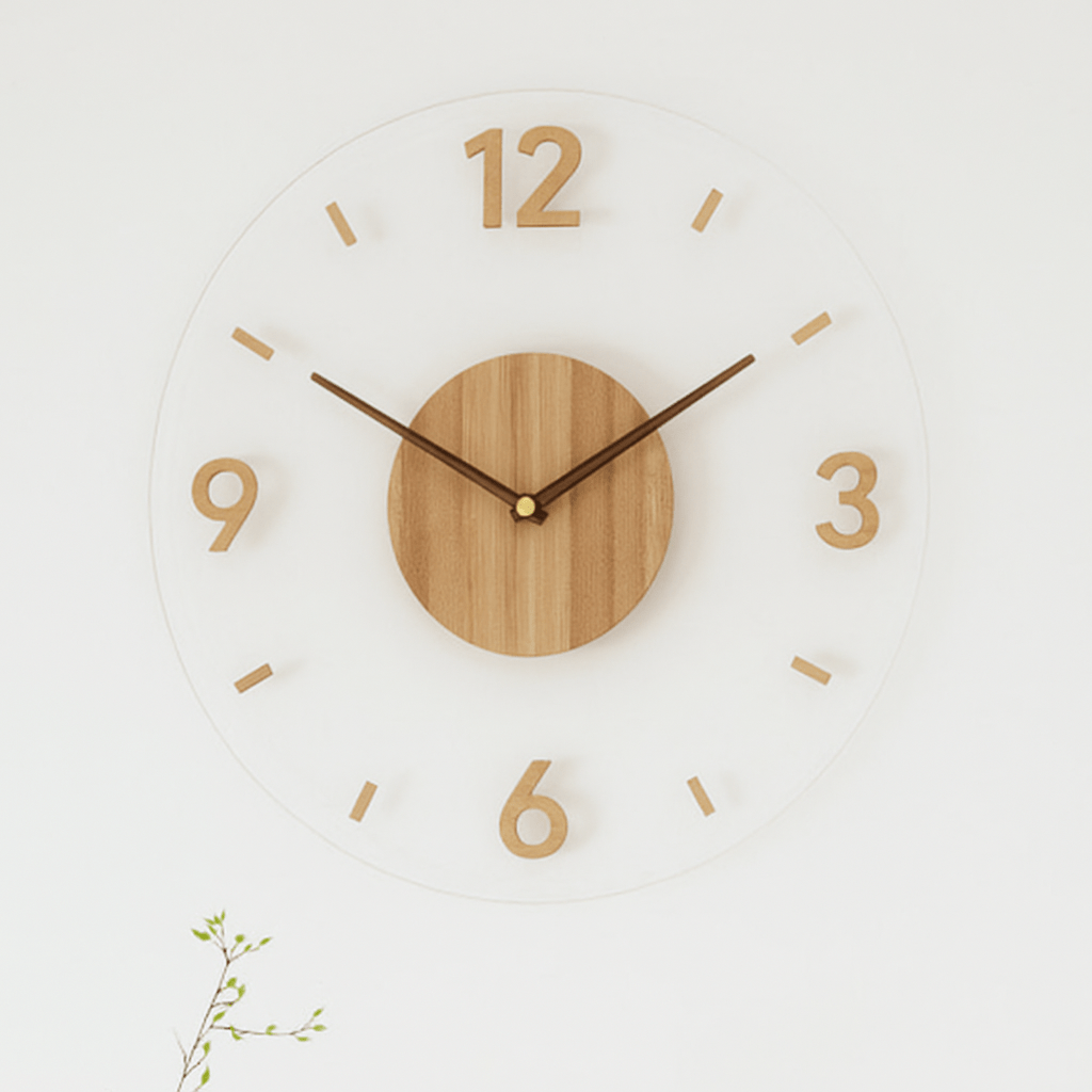NordicClock: Minimalistic Wall Clock Made of Natural Wood with Silent Quartz Mechanism – for Office & Living Area