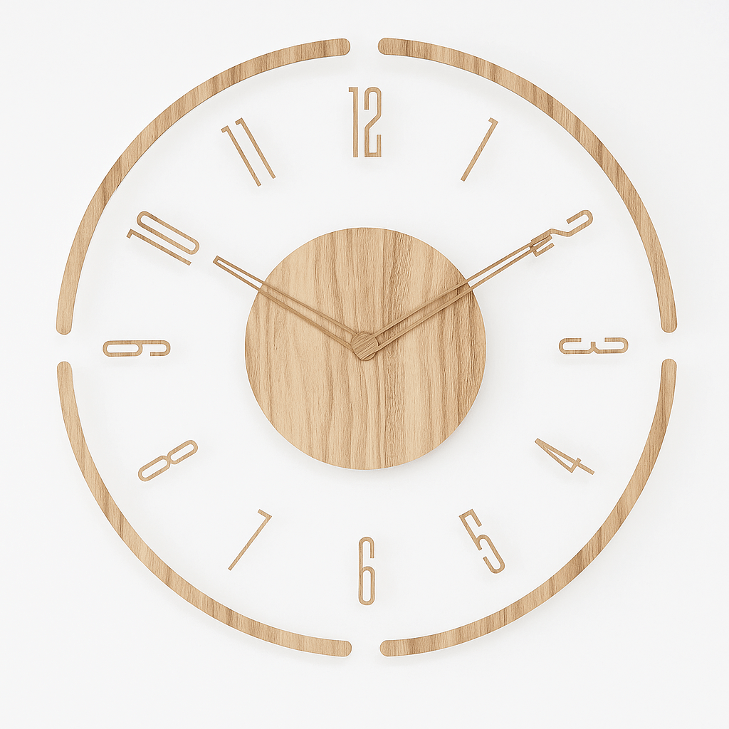 NordicClock: Minimalistic Wall Clock Made of Natural Wood with Silent Quartz Mechanism – for Office & Living Area