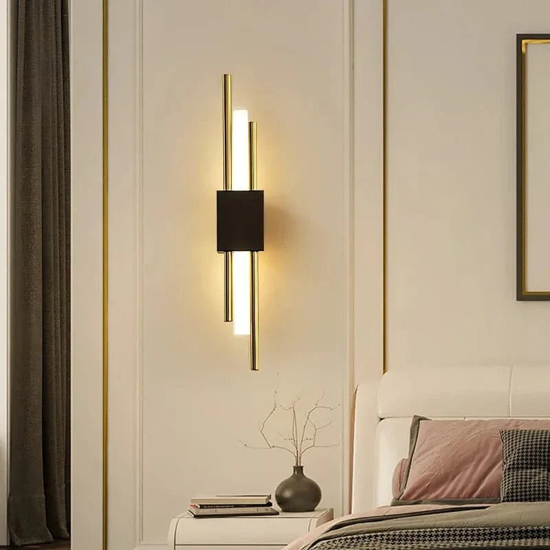 NordicGlanz: Black LED Wall Light Modern – Luxurious Design with Gold for Living & Dining Rooms