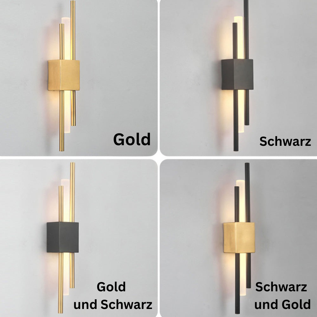 NordicGlanz: Black LED Wall Light Modern – Luxurious Design with Gold for Living & Dining Rooms