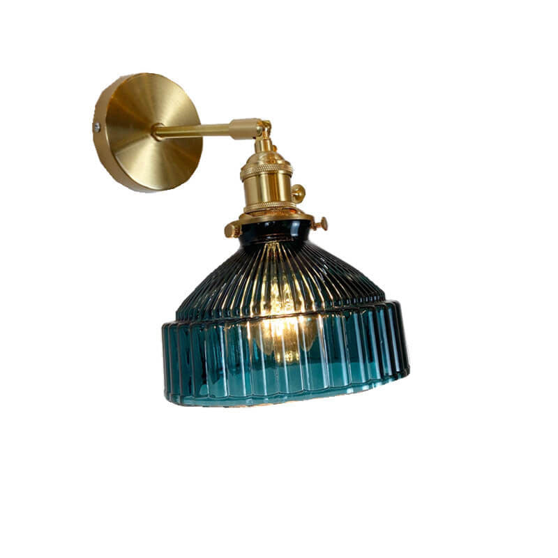 Wall Sconce Ribbed Glass Dome Single Light E26 Indoor Lighting