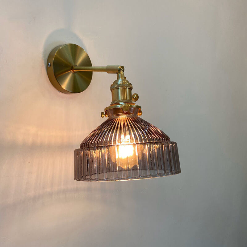 Wall Sconce Ribbed Glass Dome Single Light E26 Indoor Lighting