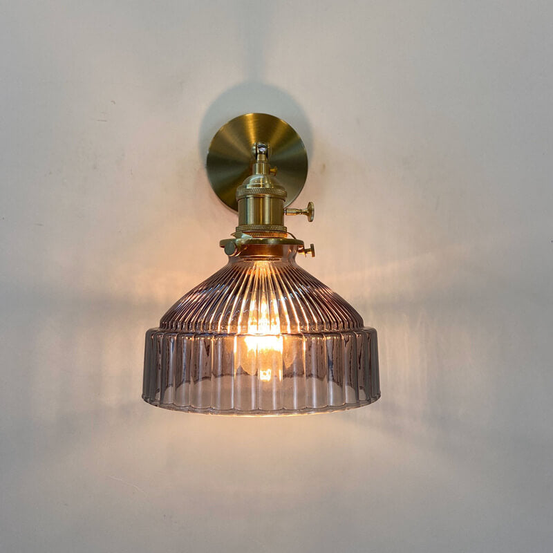 Wall Sconce Ribbed Glass Dome Single Light E26 Indoor Lighting