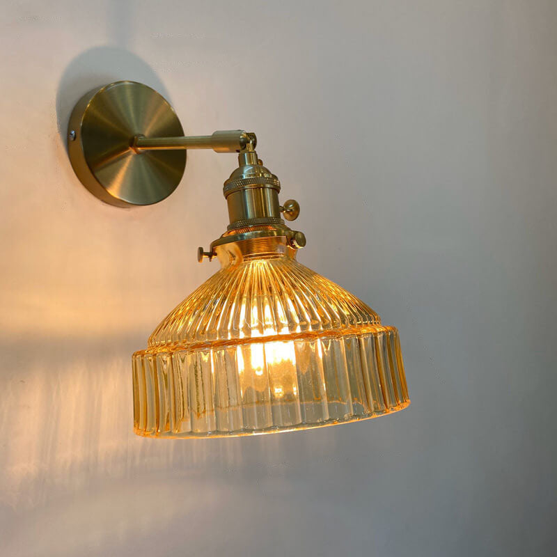 Wall Sconce Glass Brass E26 Hardwired Dome Indoor Decorative Light Fixture