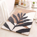 Flocked Bath Mat, 40x60cm 50x80cm Sizes, Non-Slip Base, Leaf Pattern