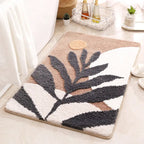 Flocked Bath Mat, 40x60cm 50x80cm Sizes, Non-Slip Base, Leaf Pattern
