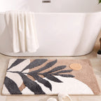 Flocked Bath Mat, 40x60cm 50x80cm Sizes, Non-Slip Base, Leaf Pattern